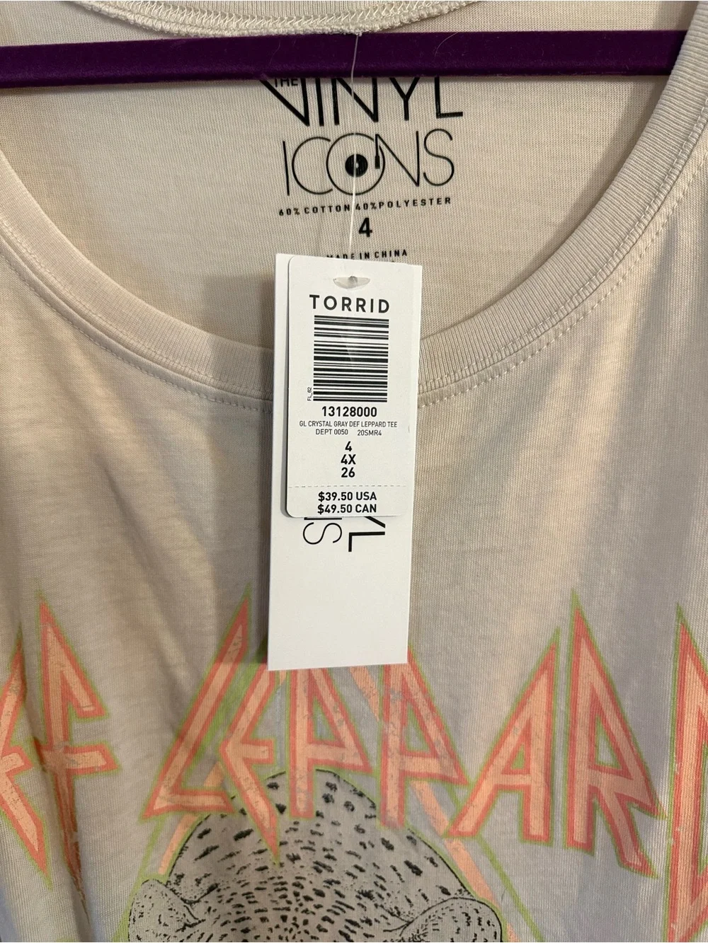 torrid Cream Graphic Tee with Pastel Coral and Mint Accents - Picture 3 of 3